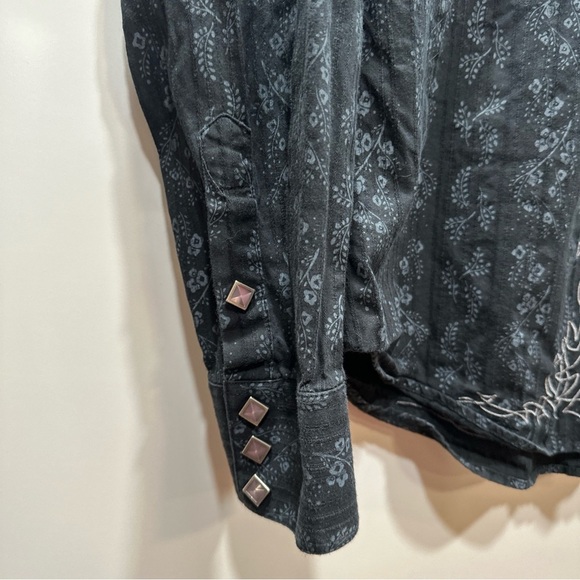 Brooks & Dunn Panhandle Slim Shirt Womens Large Black Pearl Snap Long Sleeve - Picture 7 of 16